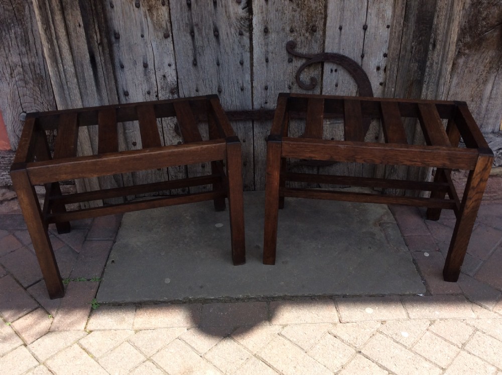 a pair of early 20thc oak luggage racks