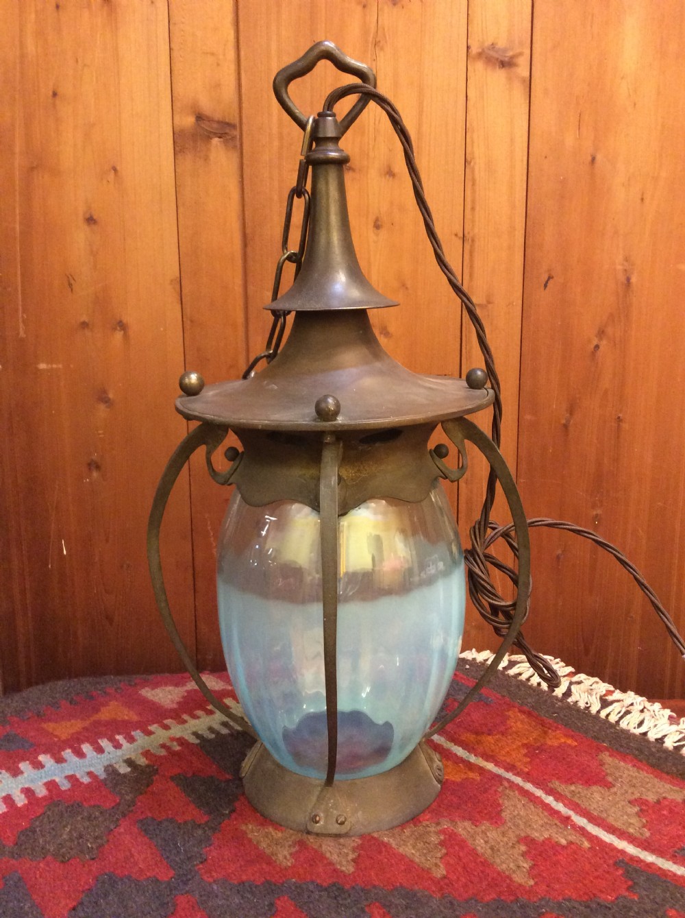 an arts crafts copper and brass lantern