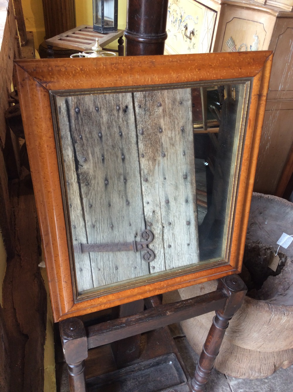 a 19thc maple framed mirror