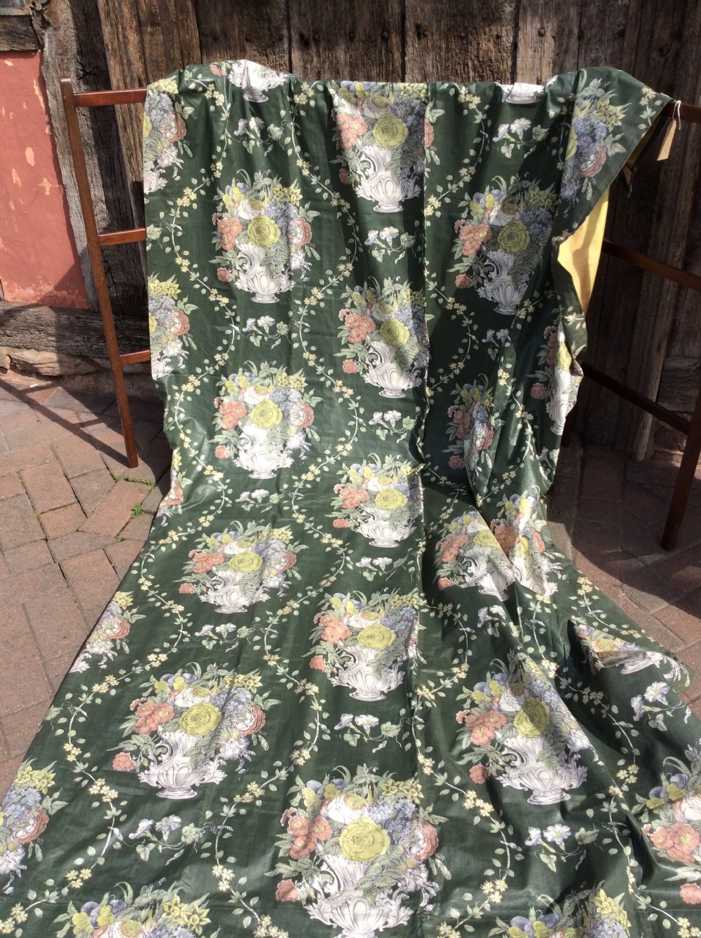 a pair of floral chintz curtains
