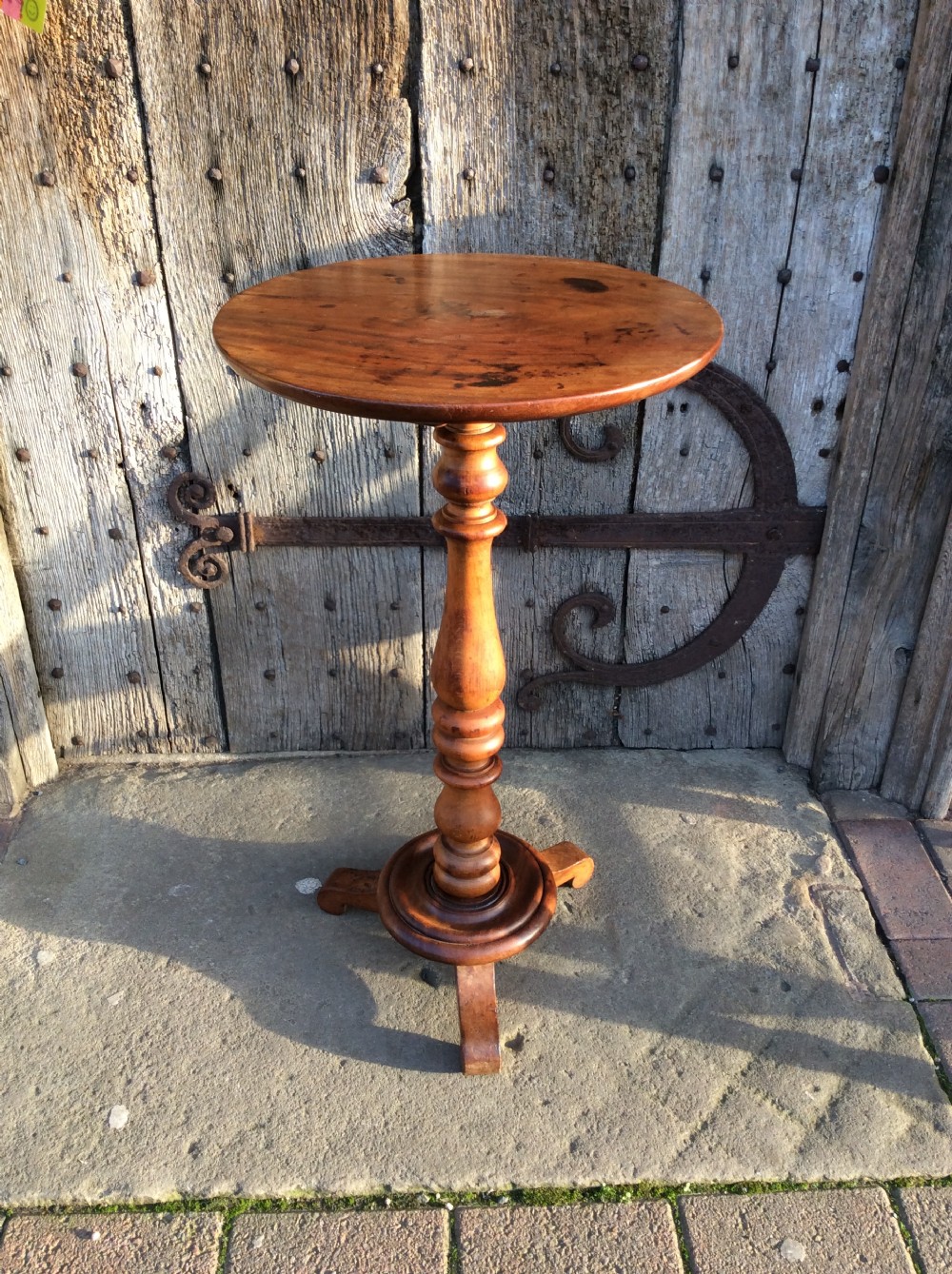 a 19thc walnut tripod lamp table