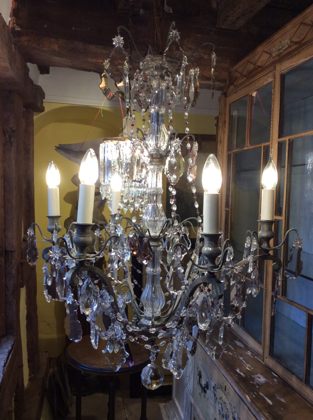 a 19thc 6 light cut glass chandelier