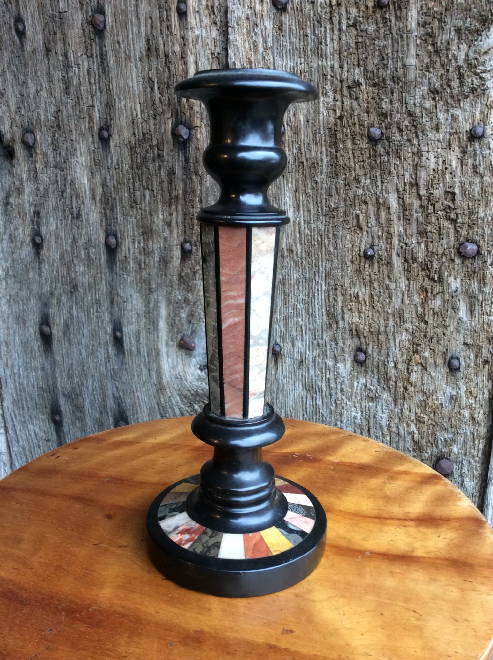 a 19thc ashford marble and specimen marble candlestand