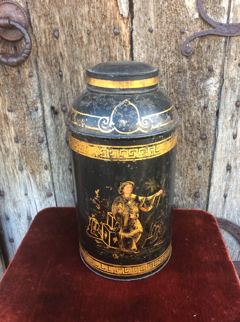 an early 20thc lacquered tea canister