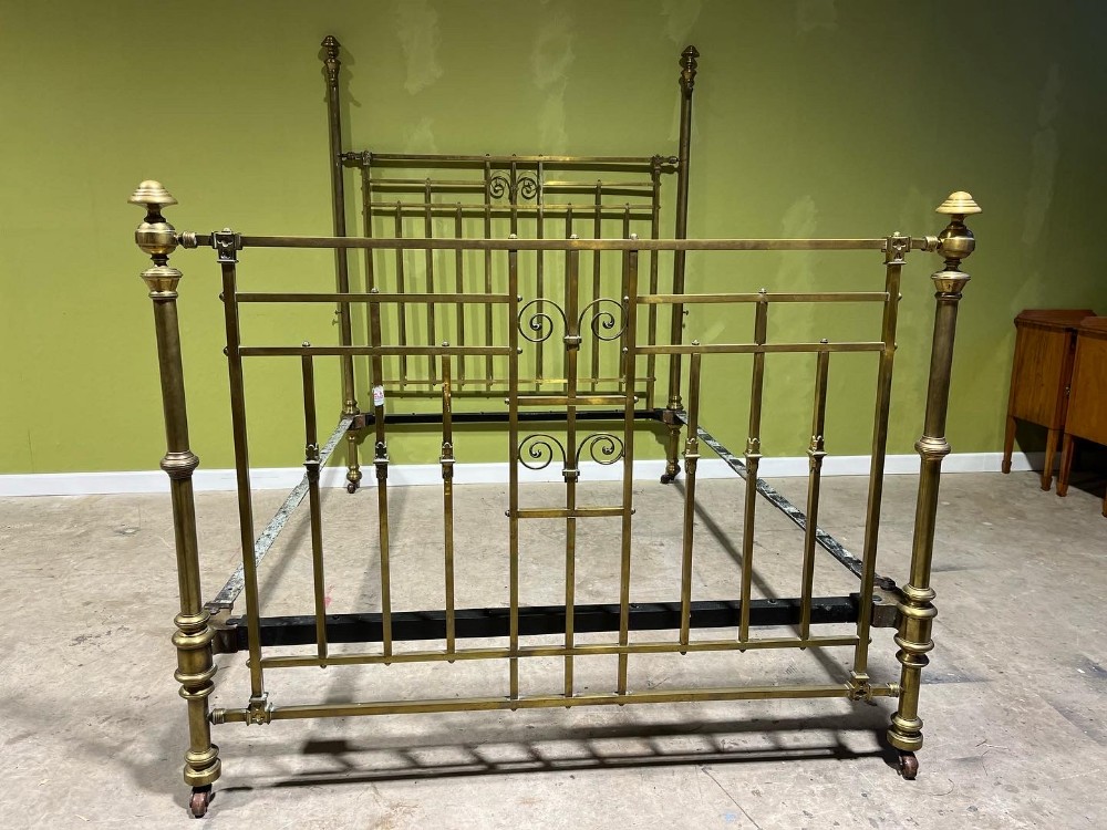 a good quality 19th century brass bed in the gothic reformed manner