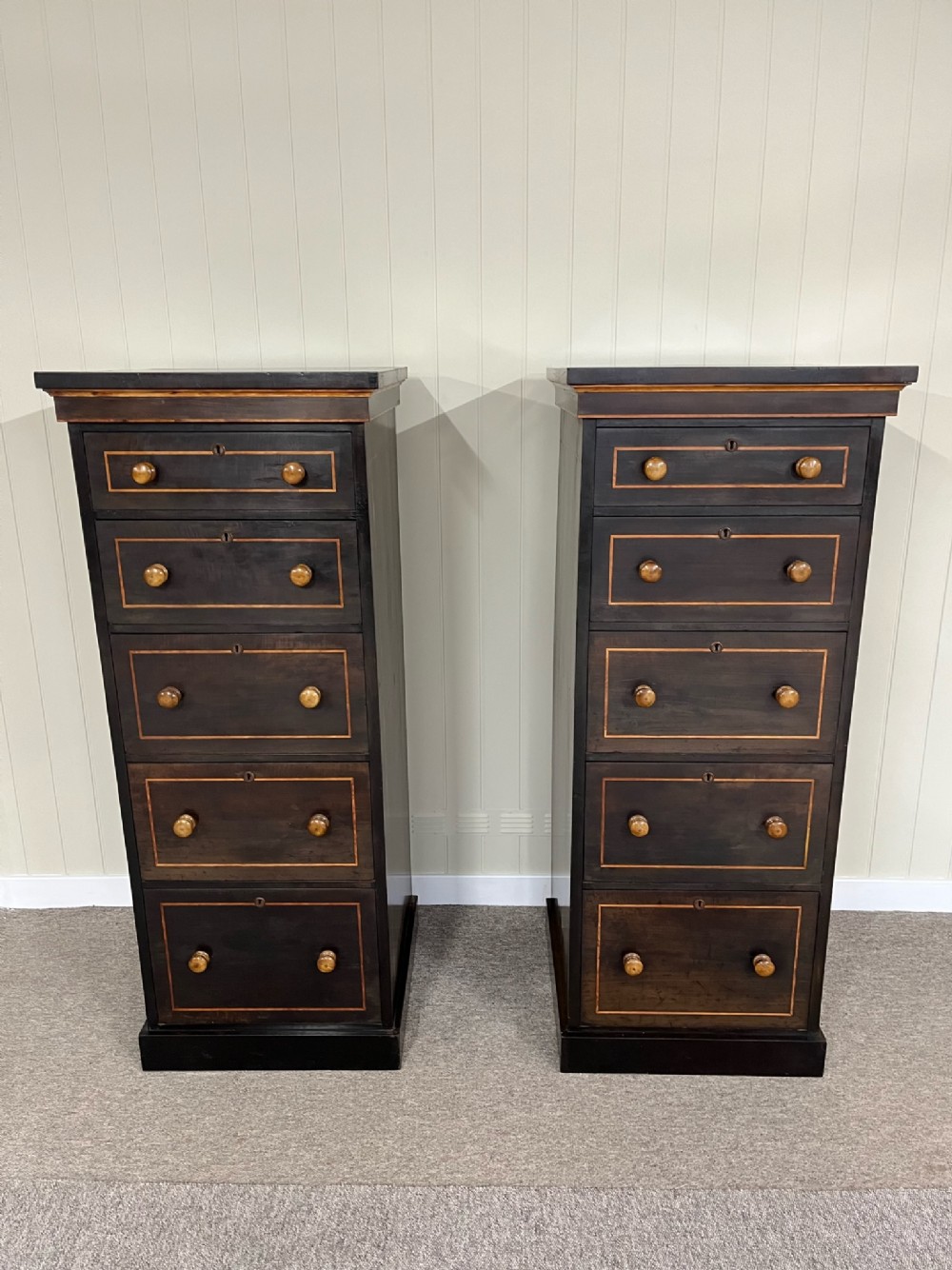 a pair of 19th century narrow chests