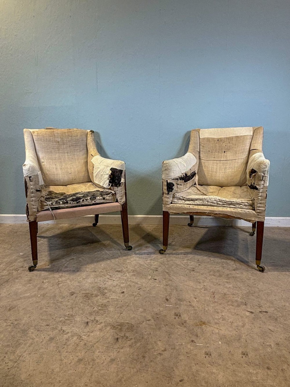 rare pair of 18th century library armchairs