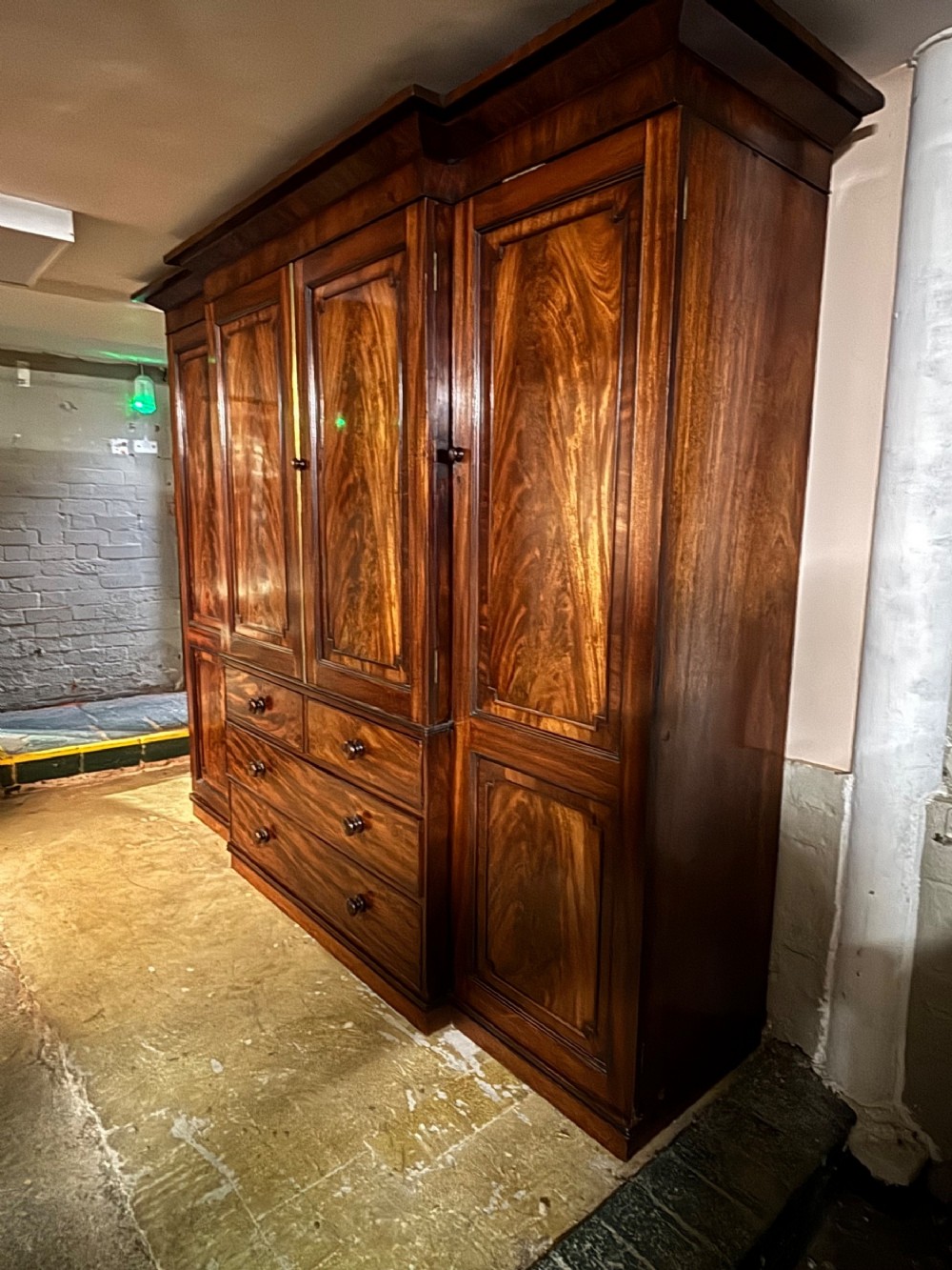 regency mahogany breakfront wardrobe