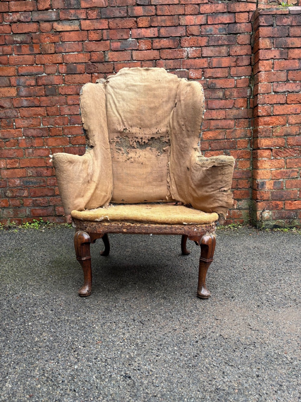 18th century walnut queen anne wing armchair
