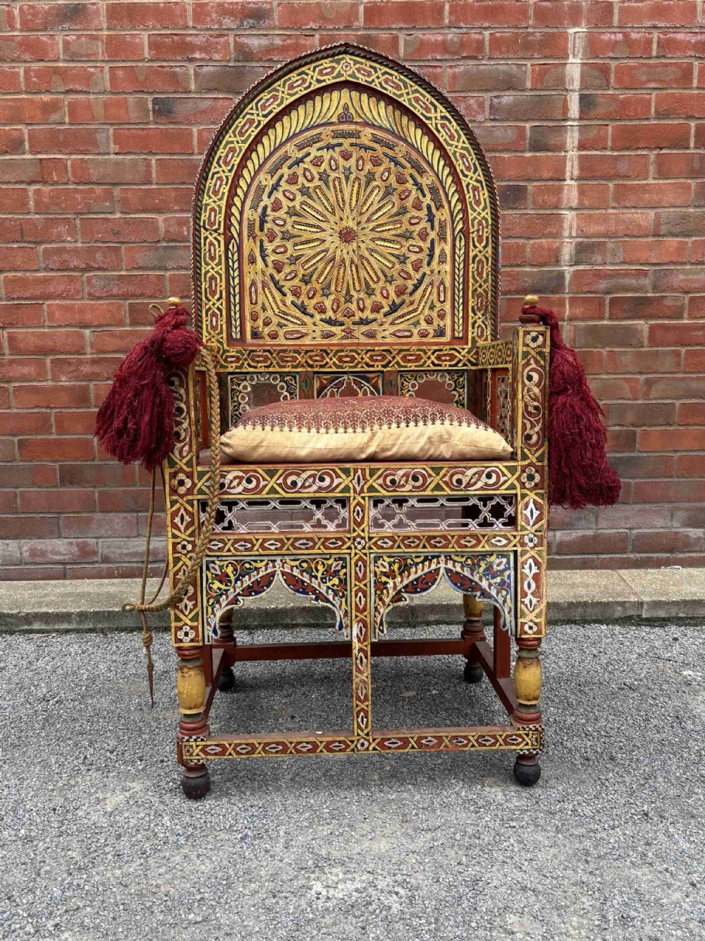 antique moroccan painted armchair