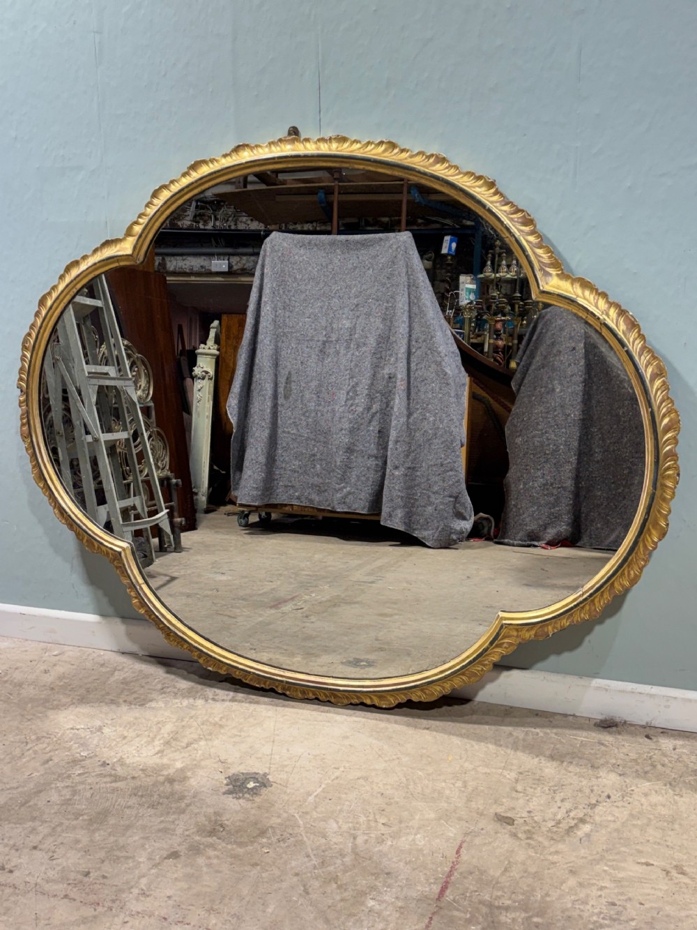 19th century quatrefoil gilt mirror