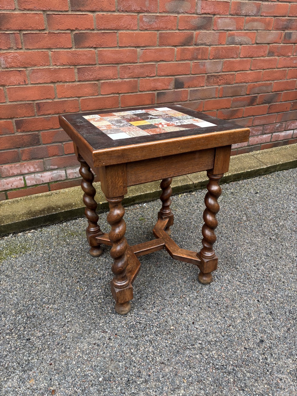 19th century specimen marble top oak table