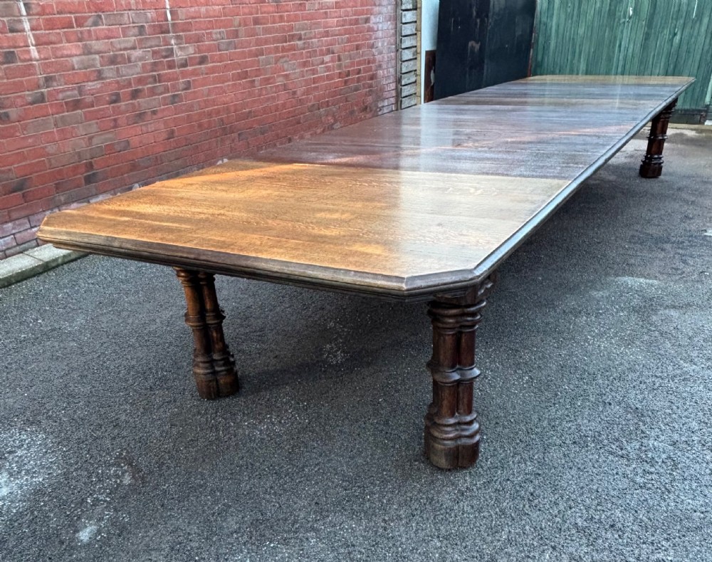 19th century gothic revival oak table 18ft