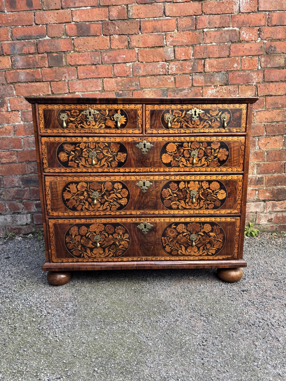17th century floral marquetry chest of drawers